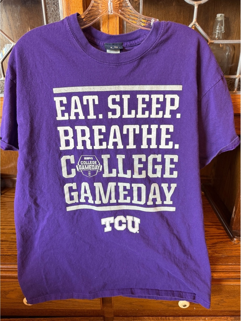 Blue 84 TCU Horned Frogs ESPN College GameDay Purple Graphic Tee Size L